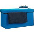 Pouf de rangement pliant coffre repose-pieds Hxlxp: 38 x 76 x 38 cm, bleu - Relaxdays