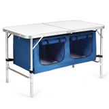 Costway Height Adjustable Folding Camping Table-Blue