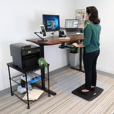 Mount-It! Hand Crank Sit-Stand Black Desk Frame with Extra-Wide Tabletop