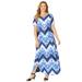 Plus Size Women's Scoopneck Maxi Dress by Catherines in Navy Chevron Tie Dye (Size 1X)