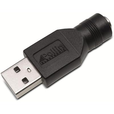 Hohlsteckeradapter, 5,5/2,1 Hohlkupplung auf USB-A Stecker