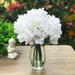 Enova Home Artificial White Fake Silk Peony Flowers Arrangement in Clear Glass Vase with Faux Water for Home Decoration