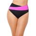 Plus Size Women's Hollywood Colorblock Wrap Bikini Bottom by Swimsuits For All in Black Pink (Size 20)