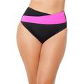 Plus Size Women's Hollywood Colorblock Wrap Bikini Bottom by Swimsuits For All in Black Pink (Size 22)