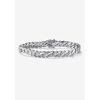 Men's Big & Tall Men'S Platinum Plated Curb Link Bracelet (9Mm), Genuine Diamond Accent 9.5