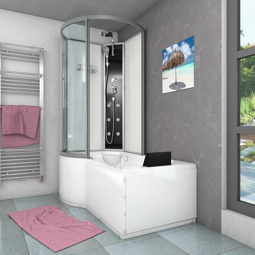 Wanne Duschtempel Badewanne Dusche Duschkabine K50-R00-EC 170x98cm MIT 2K Scheiben Versiegelung