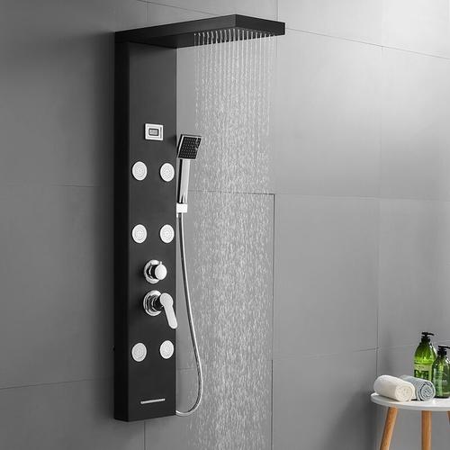 Schwarz Duschsystem 4 Funktionen Duschpaneel Duschsäulen aus rostfreiem Edelstahl mit lcd