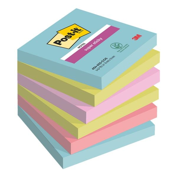 Post-it Super Sticky Haftnotizblock 76 x 76 mm »Cosmic Collection«, 6 Stück türkis