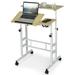 Costway Mobile Standing up Desk Adjustable Computer Desk Tilting Workstation-Natural