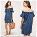 Anthropologie Dresses | Anthropologie Corey Lynn Calter Chambray Off-The-Shoulder Dress | Color: Blue | Size: Xs