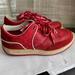 Louis Vuitton Shoes | Louis Vuitton Red Leather Suede Rubber Shoes Athletic Sneakers Italy 35.5-5.5 | Color: Red/White | Size: 35eu