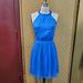 Zara Dresses | Blue Halter Dress With Embellished Neck | Color: Blue | Size: Xs