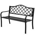 Red Barrel Studio® Sijme Outdoor Chair Garden Patio Bench Cast Iron Frame Metal in Black | 35 H x 50 W x 24 D in | Wayfair