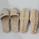 JARYCORN-Sandales plates en paille pour femmes pantoufles de plage rétro décontractées grande
