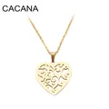 CACANA-Collier Ras du Cou en Acier Inoxydable pour Femme et Homme Pendentif Coeur Floral Bijoux de