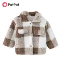 PatPat manteau à carreaux pour fille/garçon vêtement d'extérieur col à revers boutons manteau