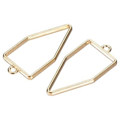 10Pcs Resin Pendants Frames Polygon Alloy Hollow Charms for DIY - Gold Tone