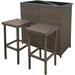 MCombo Patio Bar Set,Wicker Outdoor Table and 2 Stools,3 Piece Furniture with Storage for Poolside,Garden, 6085-1201BK
