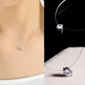 Collier ras du cou Invisible en cristal pendentifs de cou en Zircon en ligne de poisson chaîne de