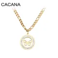 Collier rond papillon en cristal pour femmes et hommes en acier inoxydable chaîne cubaine