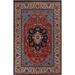 Red Floral Heriz Serapi Turkish Area Rug Hand-knotted Wool Carpet - 7'0" x 9'9"