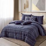 Wellco Bedding Comforter Set Bed In A Bag - 7 Piece Luxury POLLY yarn dyed Bedding Sets - Oversized Bedroom Comforters