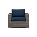 Latitude Run® Marfik Teak Patio Chair w/ Sunbrella Cushions, Wicker in Blue | 32 H x 38.5 W x 34.75 D in | Wayfair 296922C963A34082BA4FD9D3376B21F8