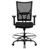 Inbox Zero Oliverson Big & Tall 400 lb. Rated Mesh Ergonomic Drafting Chair w/Adjustable Arms Upholstered/Mesh/Metal | 50 H x 27 W x 27 D in | Wayfair