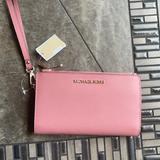 Michael Kors Bags | Michael Kors Lg Double Zip Wristlet Racing Green | Color: Gold/Pink | Size: Large