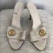 Gucci Shoes | Gucci White Leather Darwin Mule Heels | Color: Gold/White | Size: 9.5