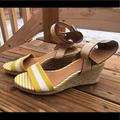 Coach Shoes | Coach Helen Espadrilles Wedge Sandal | Color: White/Yellow | Size: 7