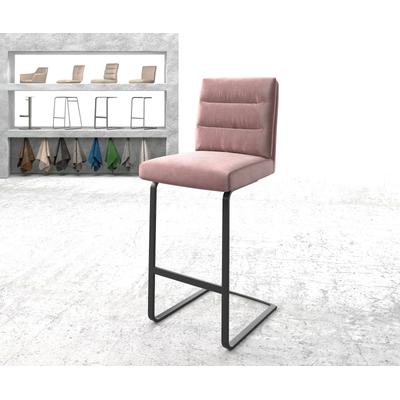 DELIFE Barstuhl Pela-Flex Samt Rosé Freischwinger flach Metall, Barstühle Image