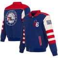 Men's JH Design Royal Philadelphia 76ers Stripe Colorblock Nylon Reversible Full-Snap Jacket