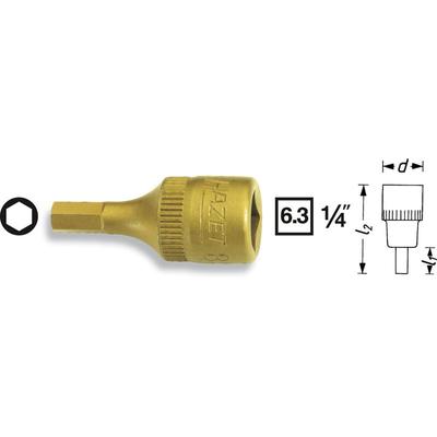 8501-2.5 Innen-Sechskant Steckschlüssel-Bit-Einsatz 2.5 mm 1/4' (6.3 mm) - Hazet