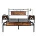 Taomika Industrial 3-pieces Bed and Modern Nightstands Set