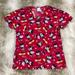 Disney Tops | Disney Minnie & Mickey Mouse Heart Valentine Short Sleeve Scrub Top, Size Small | Color: Pink/Red | Size: S