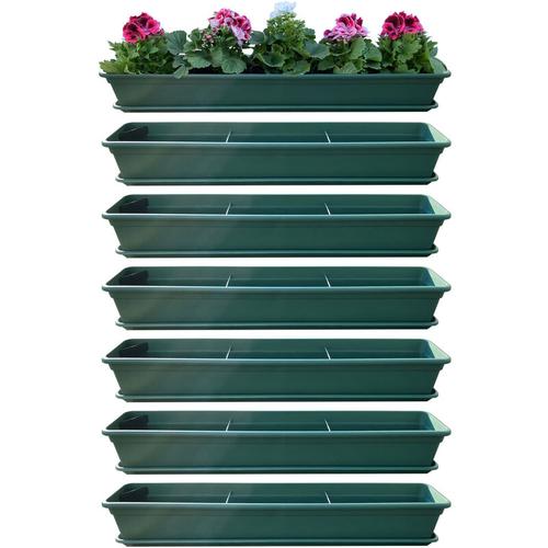 6er Blumenkasten Set Balkonkasten Pflanzkasten Grün mit Bewässerungssystem und Balkonkasten