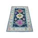 Shahbanu Rugs Colorful Navy Blue Fusion Kazak Pure Wool Hand Knotted Oriental Rug (3'1" x 5'0") - 3'1" x 5'0"