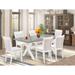 East West Furniture Dining Furniture Set- a Dining & 8 Baby Blue Linen Fabric Chairs, Linen White(Finish & Pieces Options)