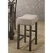 Set of 2 Martha II Counter Height Stool Dining Chairs in Tan Linen Weathered, Gray 73833
