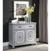 Storage Cabinet with Metal Storage Drawer, Double Door Cabinet with 2 Tier Shelves, Transitiona Design, Grey Finish
