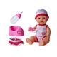 Simba 105037800 - New Born Babyset, 2-fach sortiert, es wird nur ein Artikel geliefert, Vollvinylpuppe mit Trink- und Nässfunktion, Schnuller, Flasche, Topf und Lätzchen, 30cm, ab 3 Jahren