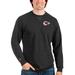 Men's Antigua Heathered Black Kansas City Chiefs Reward Crewneck Pullover Sweatshirt