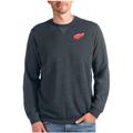 Men's Antigua Heathered Charcoal Detroit Red Wings Reward Crewneck Pullover Sweatshirt