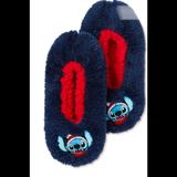 Disney Shoes | Lilo & Stitch Fuzzy Babba Ladies Slipper Socks 7-9.5 | Color: Blue/Red | Size: 7-9.5
