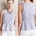 Anthropologie Tops | Anthropologie Hd In Paris Peplum Floral Blur White Eyelet Top Shirt Size 10 | Color: Blue/White | Size: 10