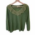 Anthropologie Sweaters | Anthropologie Moth Green Linen Collared Sweater In Size Large | Moth Sweater | Color: Green | Size: L