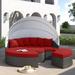 Stopover Outdoor Patio Sunbrella Daybed by Modway Metal/Sunbrella® Fabric Included in Red | 70 H x 86.5 W x 86.5 D in | Wayfair EEI-1986-CHC-RED