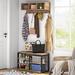 17 Stories 31.49" Wide Hall Tree w/ 3 Storage Cubbies, 7 Hooks Wood/Metal in Black/Brown | 19.68 H x 31.49 W x 11.81 D in | Wayfair