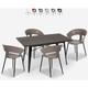 Ensemble Table à Manger 120x60cm 4 Chaises Design Moderne Cuisine Tecla Couleur: Gris foncé